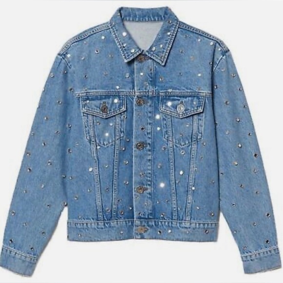 Sandro Blue Jean Jacket with Silver Accents - Picture 1 of 10